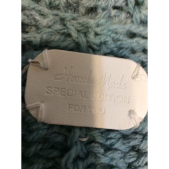 HAND Made Pom Pom On Top  One size fits Most (Adult) Gray Green Blue Acrylic Yar - Picture 3 of 3